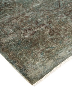 Contemporary Overdyed Hand Knotted Wool Gray Area Rug