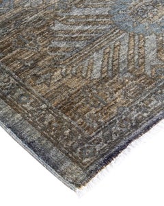Contemporary Overdyed Hand Knotted Wool Gray Area Rug