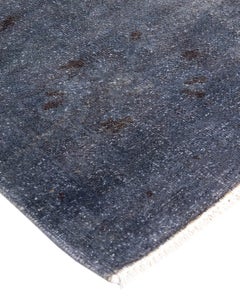 Contemporary Overdyed Hand Knotted Wool Gray Area Rug