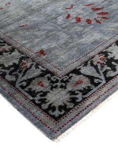 Contemporary Overdyed Hand Knotted Wool Gray Area Rug