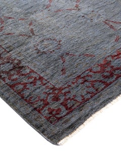 Contemporary Overdyed Hand Knotted Wool Gray Area Rug