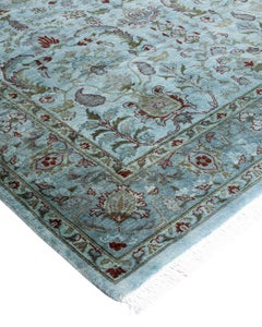 Contemporary Overdyed Hand Knotted Wool Gray Area Rug