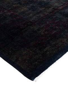 Contemporary Overdyed Hand Knotted Wool Gray Area Rug