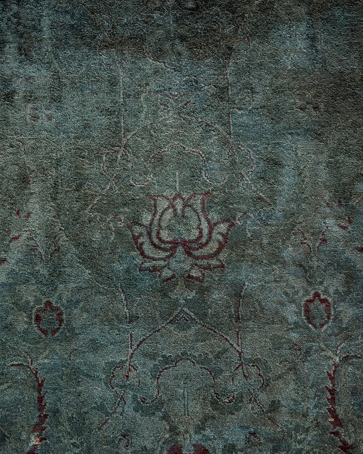 Alfombra de lana teñida a mano gris contemporánea Pakistaní en venta
