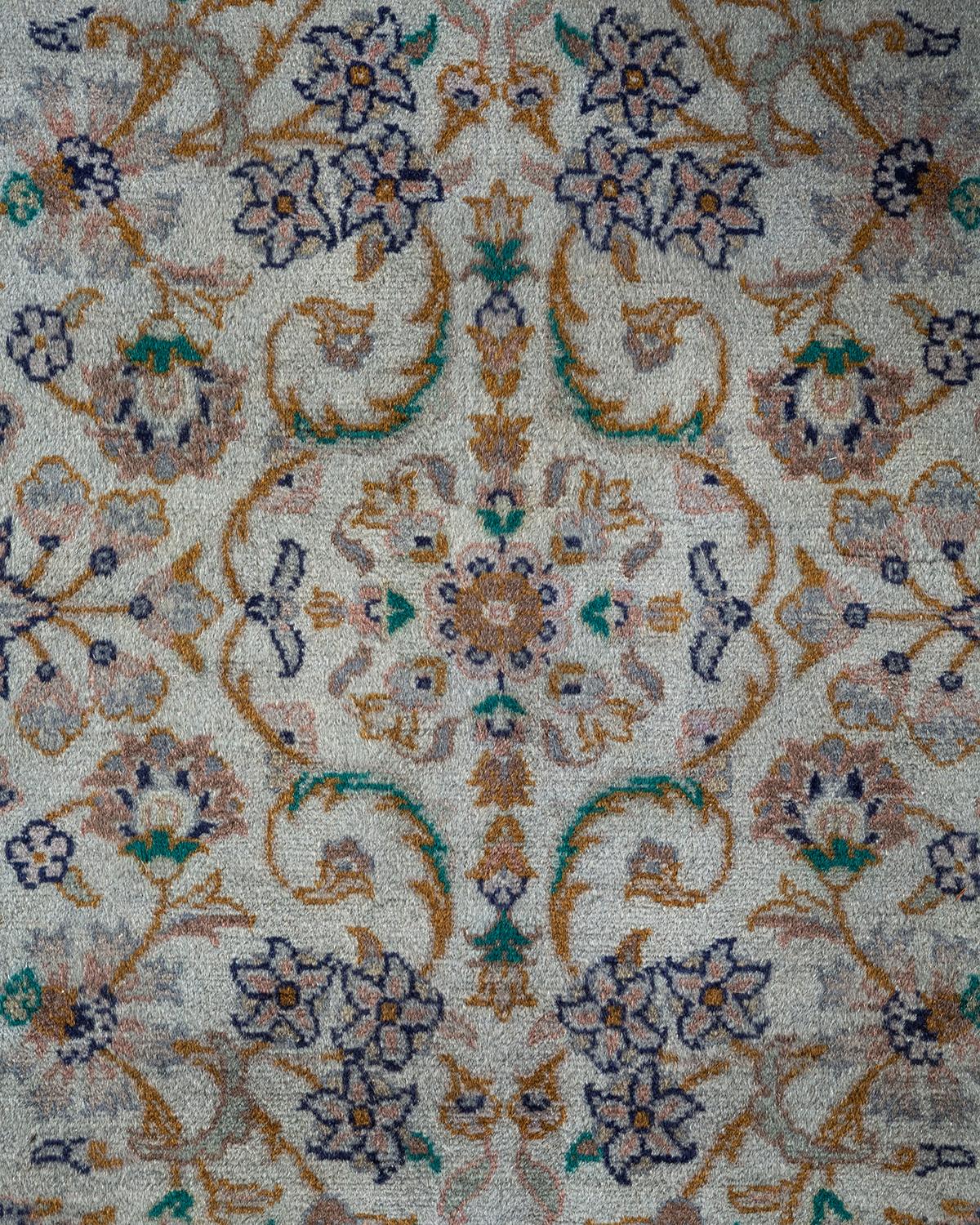 Pakistani Contemporary Overdyed Hand Knotted Wool Gray Area Rug For Sale