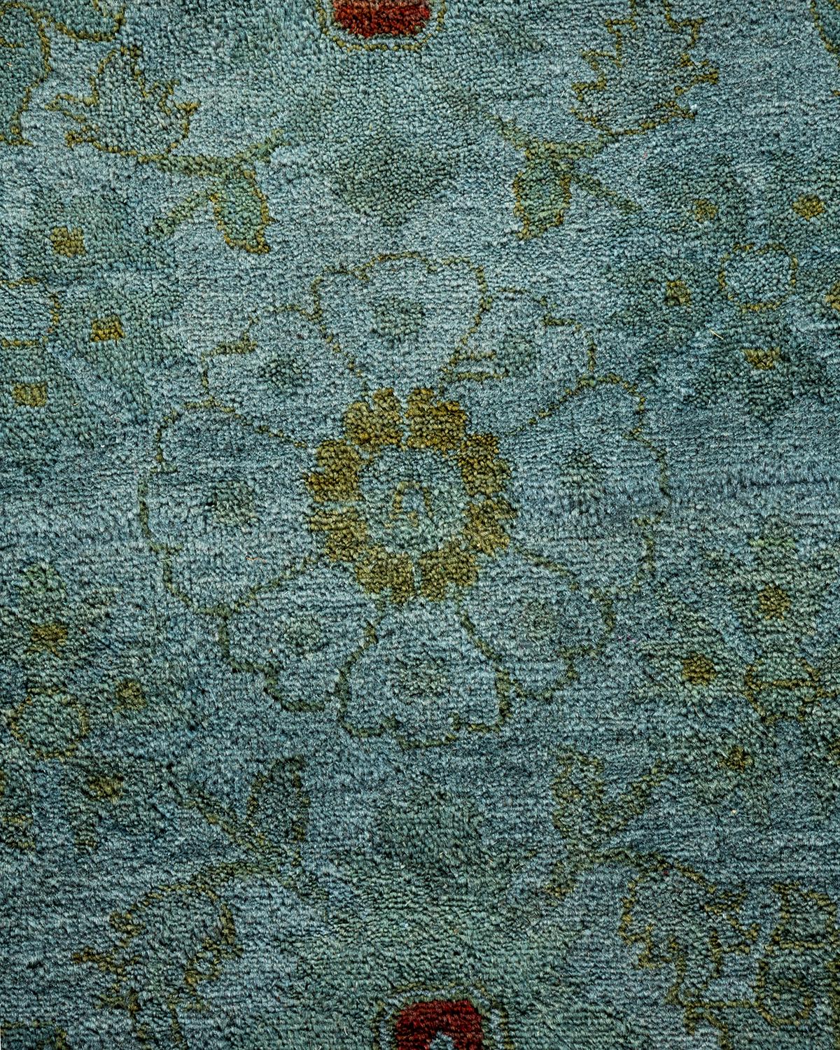 Pakistani Contemporary Overdyed Hand Knotted Wool Gray Area Rug For Sale