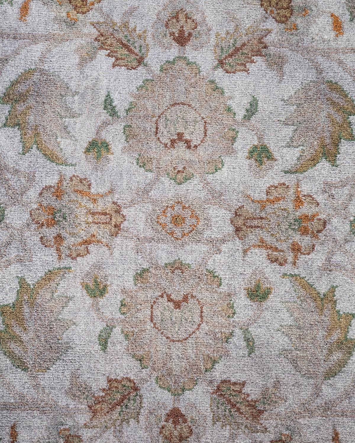 Pakistanais Contemporary Overdyed Hand Knotted Wool Gray Area Rug (Tapis de sol surdimensionné en laine grise nouée à la main) en vente