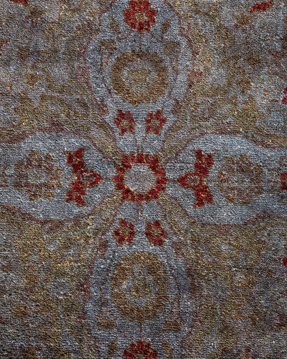 Contemporary Overdyed Hand Knotted Wool Gray Area Rug (Pakistanisch) im Angebot