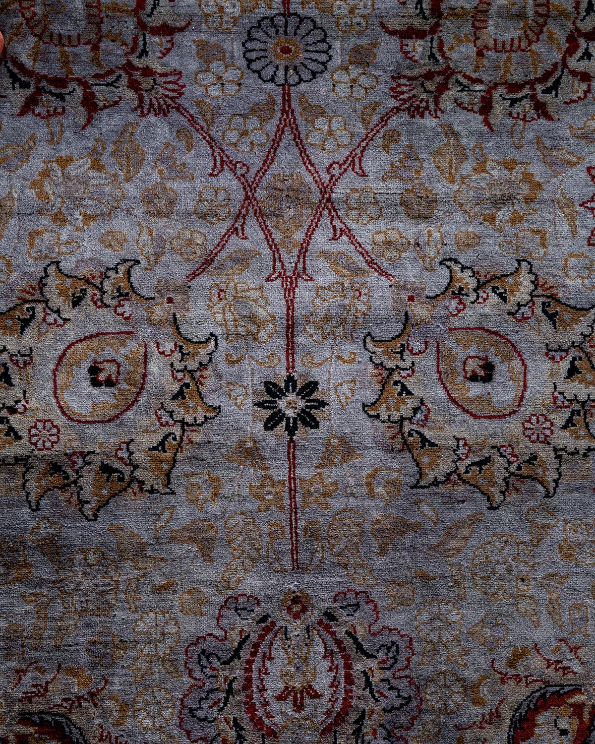 Pakistano Contemporary Overdyed Hand Knotted Wool Gray Area Rugs (Tappeto di lana grigio) in vendita