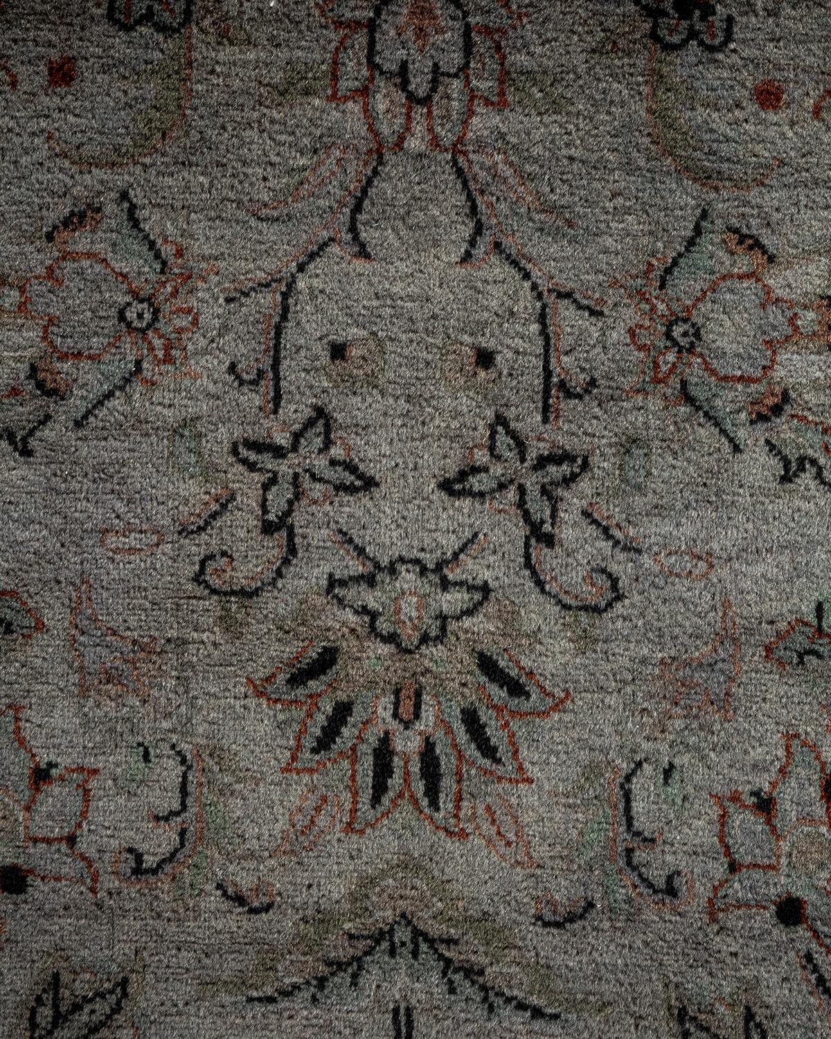 Pakistani Contemporary Overdyed Hand Knotted Wool Gray Area Rug For Sale