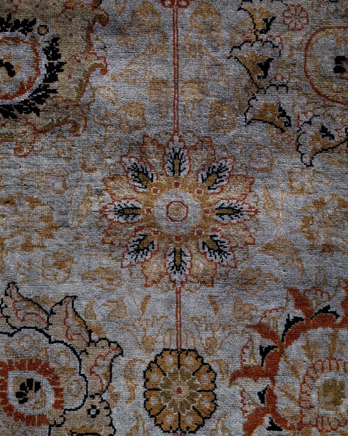 Pakistanais Contemporary Overdyed Hand Knotted Wool Gray Area Rug (Tapis de sol surdimensionné en laine grise nouée à la main) en vente