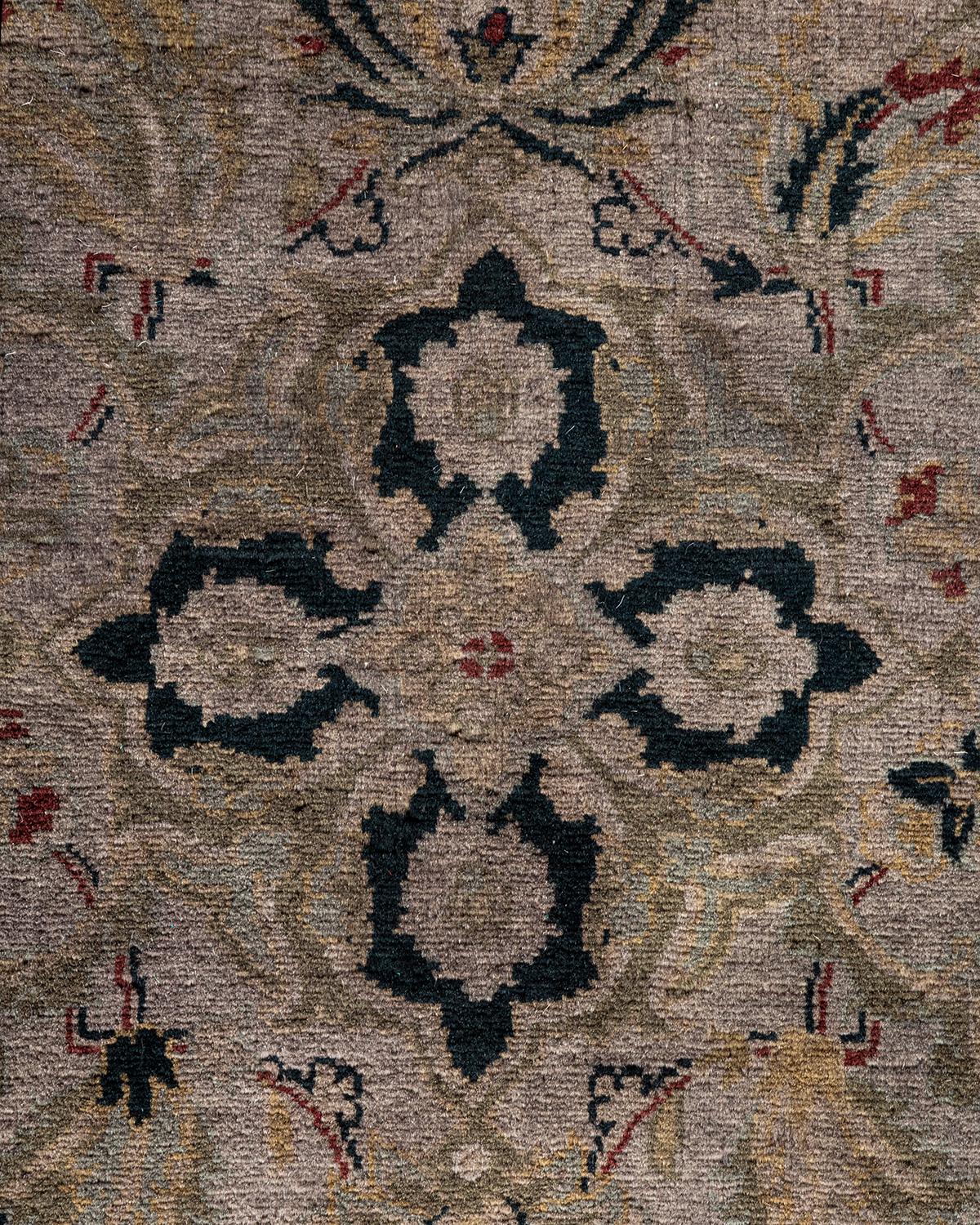 Pakistani Contemporary Overdyed Hand Knotted Wool Gray Area Rug For Sale