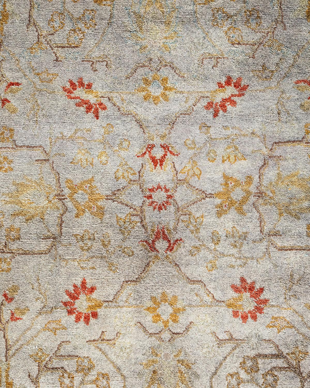 Pakistani Contemporary Overdyed Hand Knotted Wool Gray Area Rug For Sale