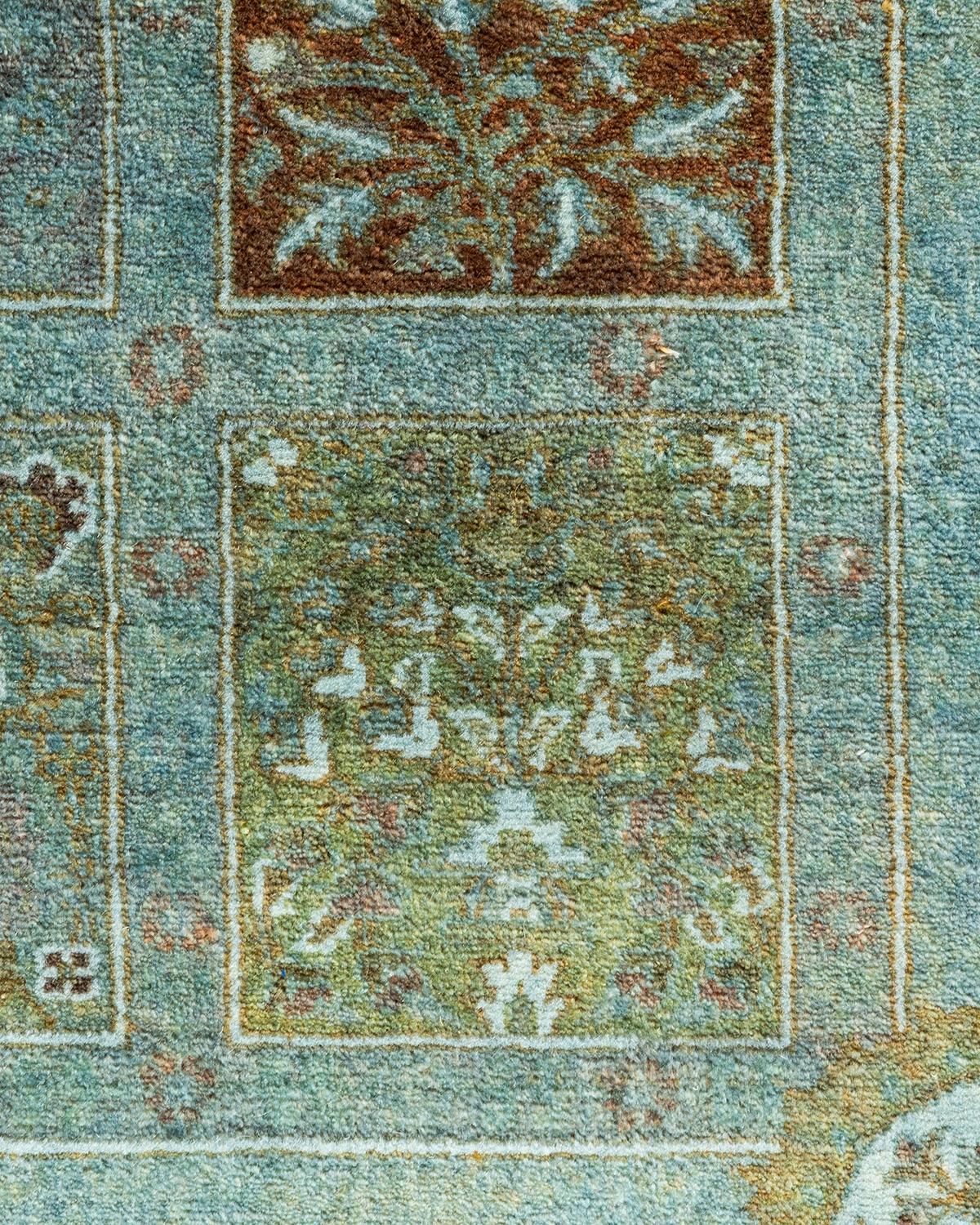 Pakistani Contemporary Overdyed Hand Knotted Wool Gray Area Rug For Sale