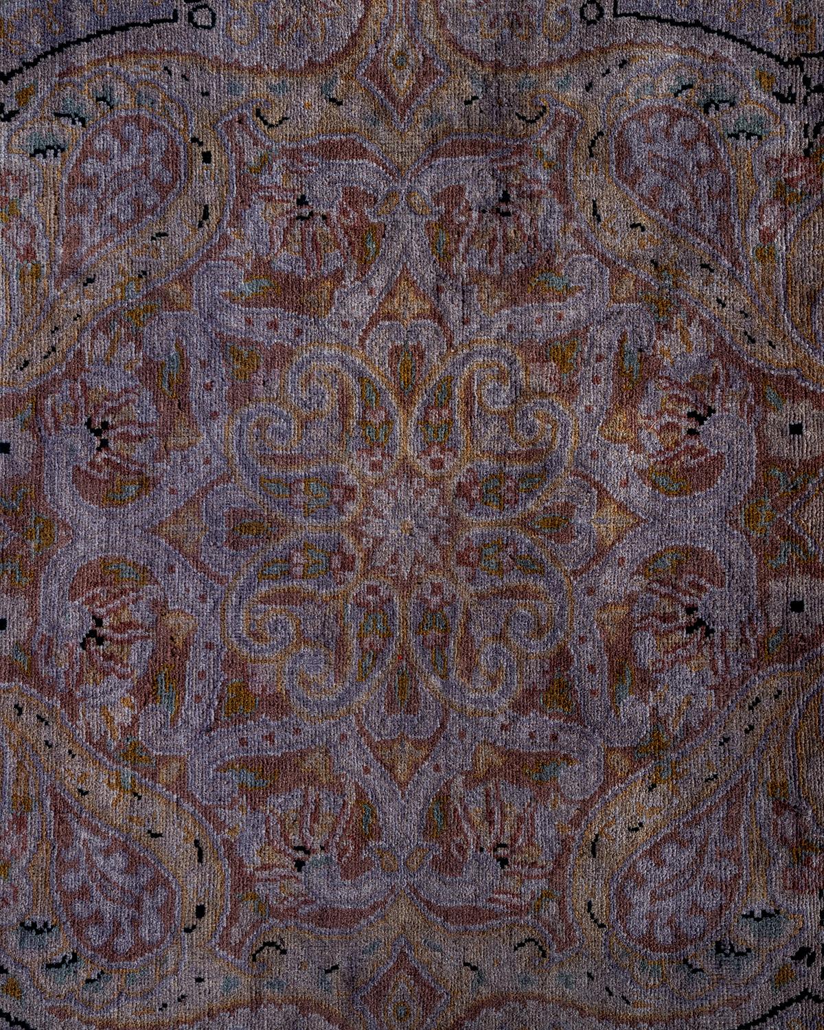 Pakistani Contemporary Overdyed Hand Knotted Wool Gray Area Rug For Sale