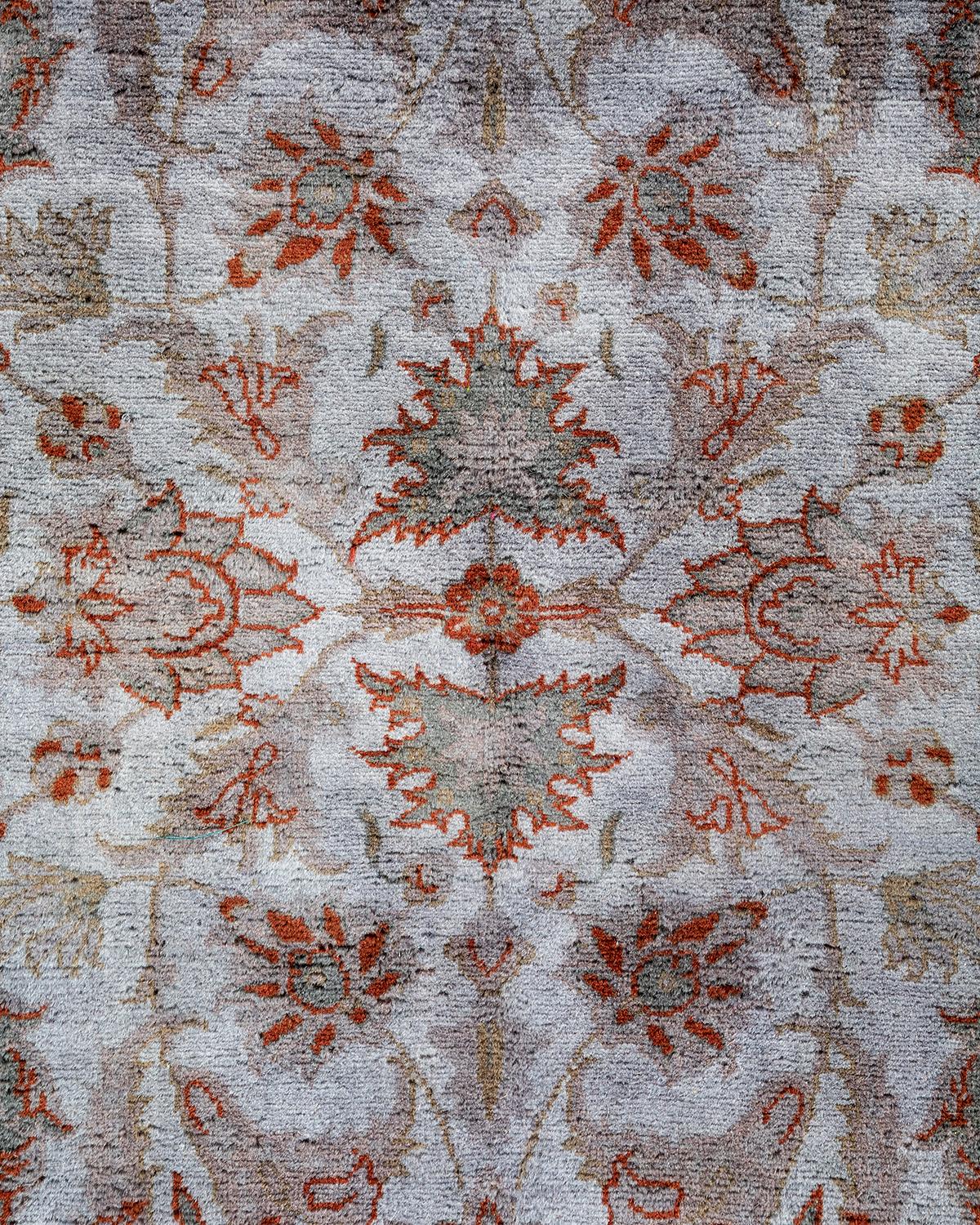 Contemporary Overdyed Hand Knotted Wool Gray Area Rug (Pakistanisch) im Angebot