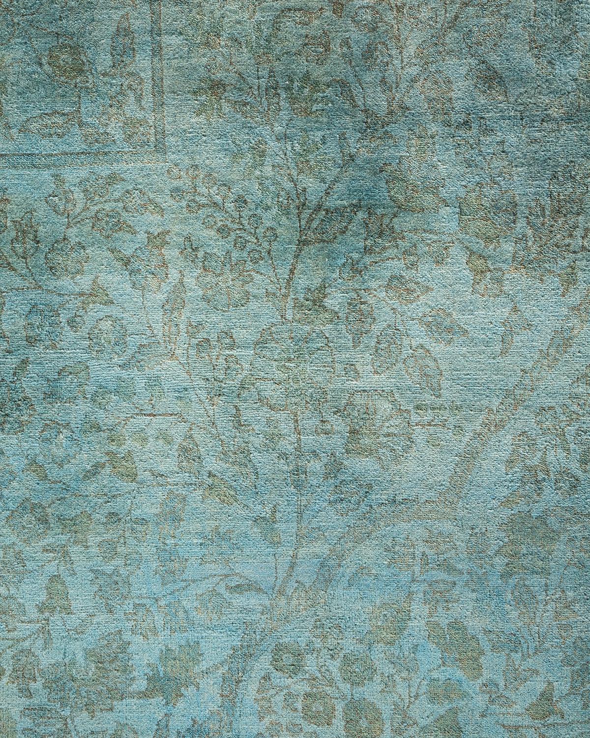 Contemporary Overdyed Hand Knotted Wool Gray Area Rug (Pakistanisch) im Angebot