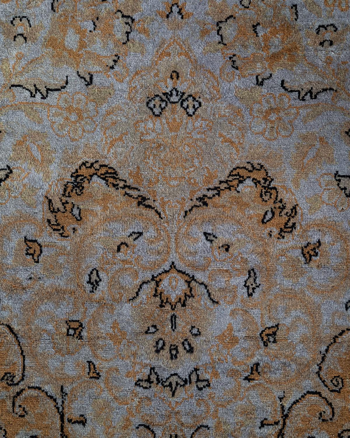 Pakistani Contemporary Overdyed Hand Knotted Wool Gray Area Rug For Sale