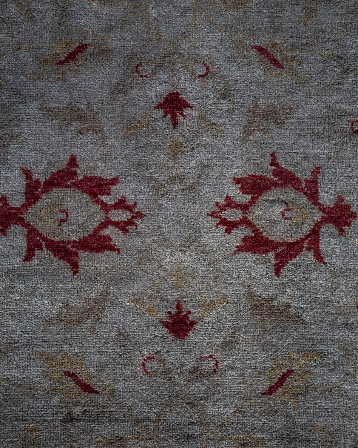 Alfombra de lana teñida a mano gris contemporánea Pakistaní en venta