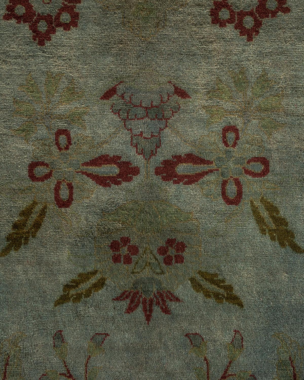 Pakistani Contemporary Overdyed Hand Knotted Wool Gray Area Rug For Sale