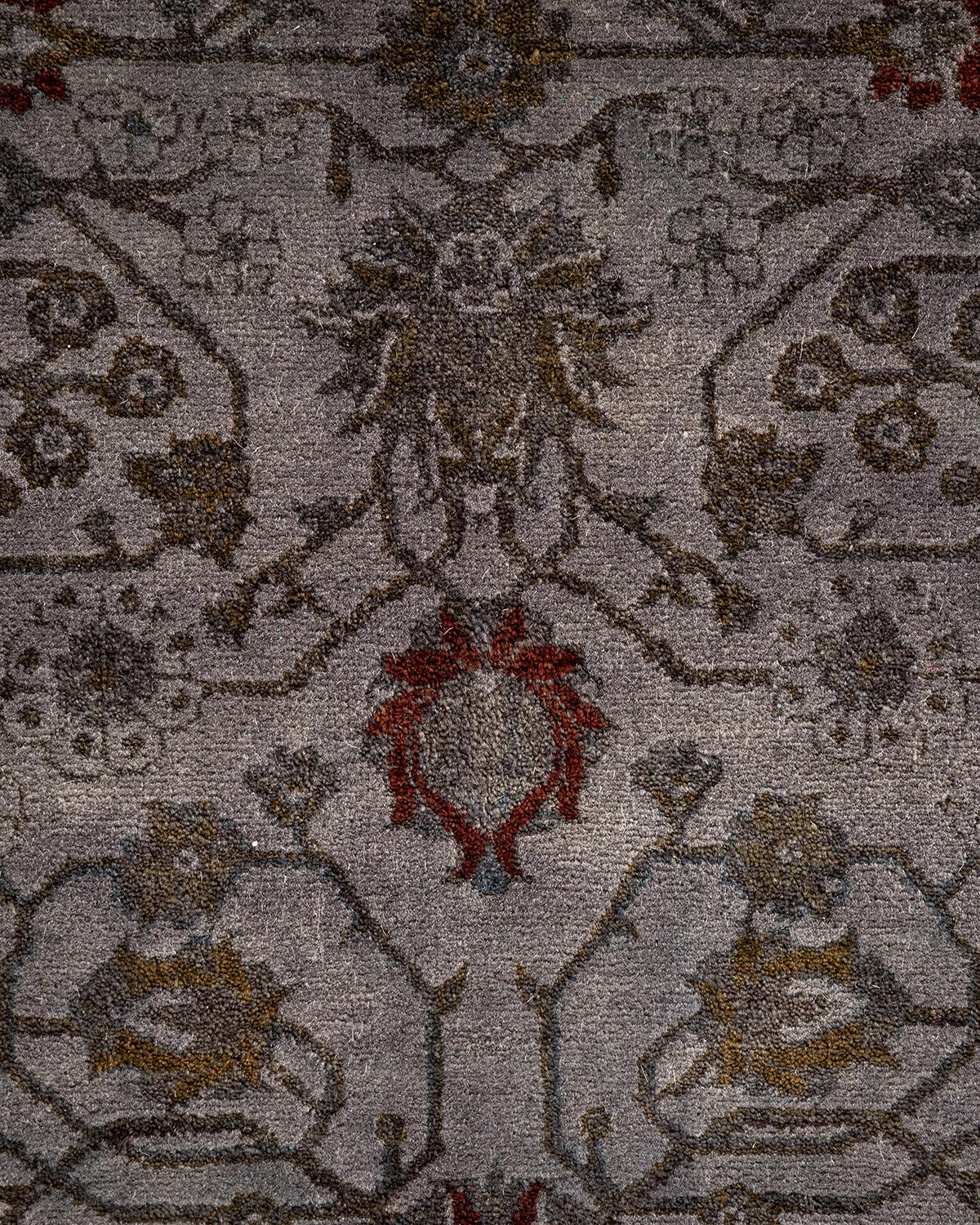 Pakistani Contemporary Overdyed Hand Knotted Wool Gray Area Rug For Sale
