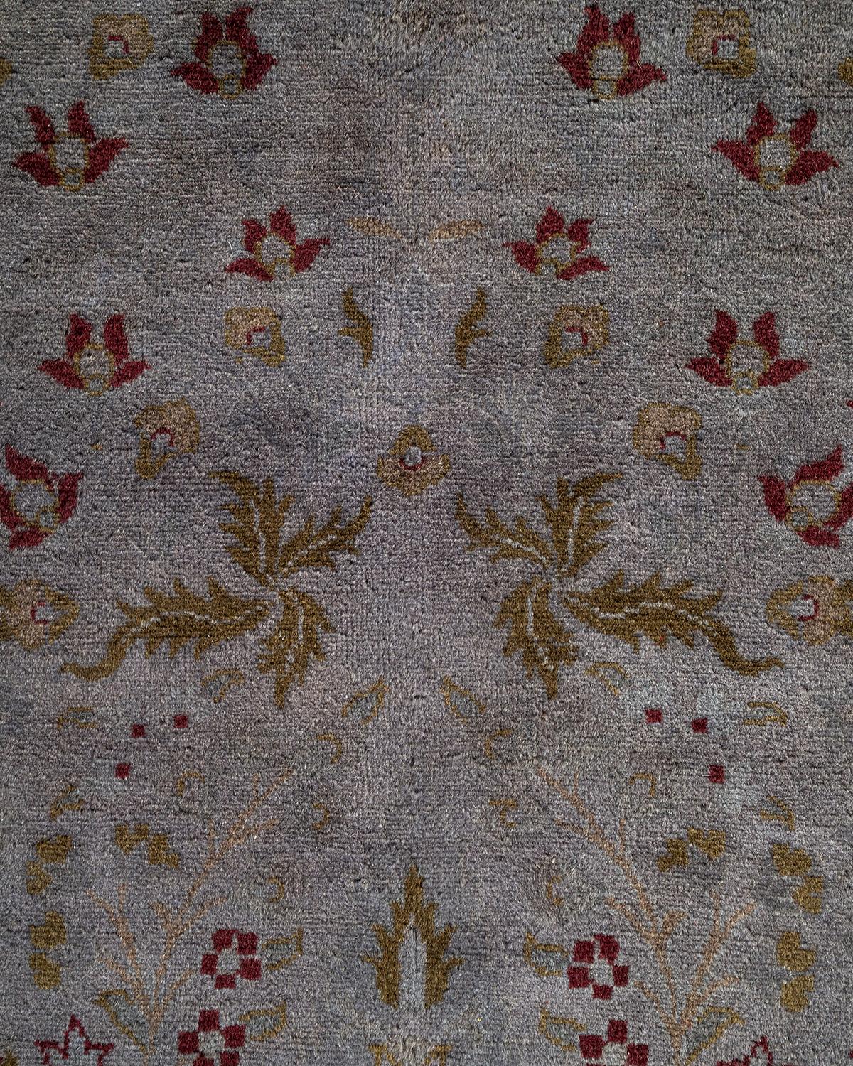 Pakistani Contemporary Overdyed Hand Knotted Wool Gray Area Rug For Sale
