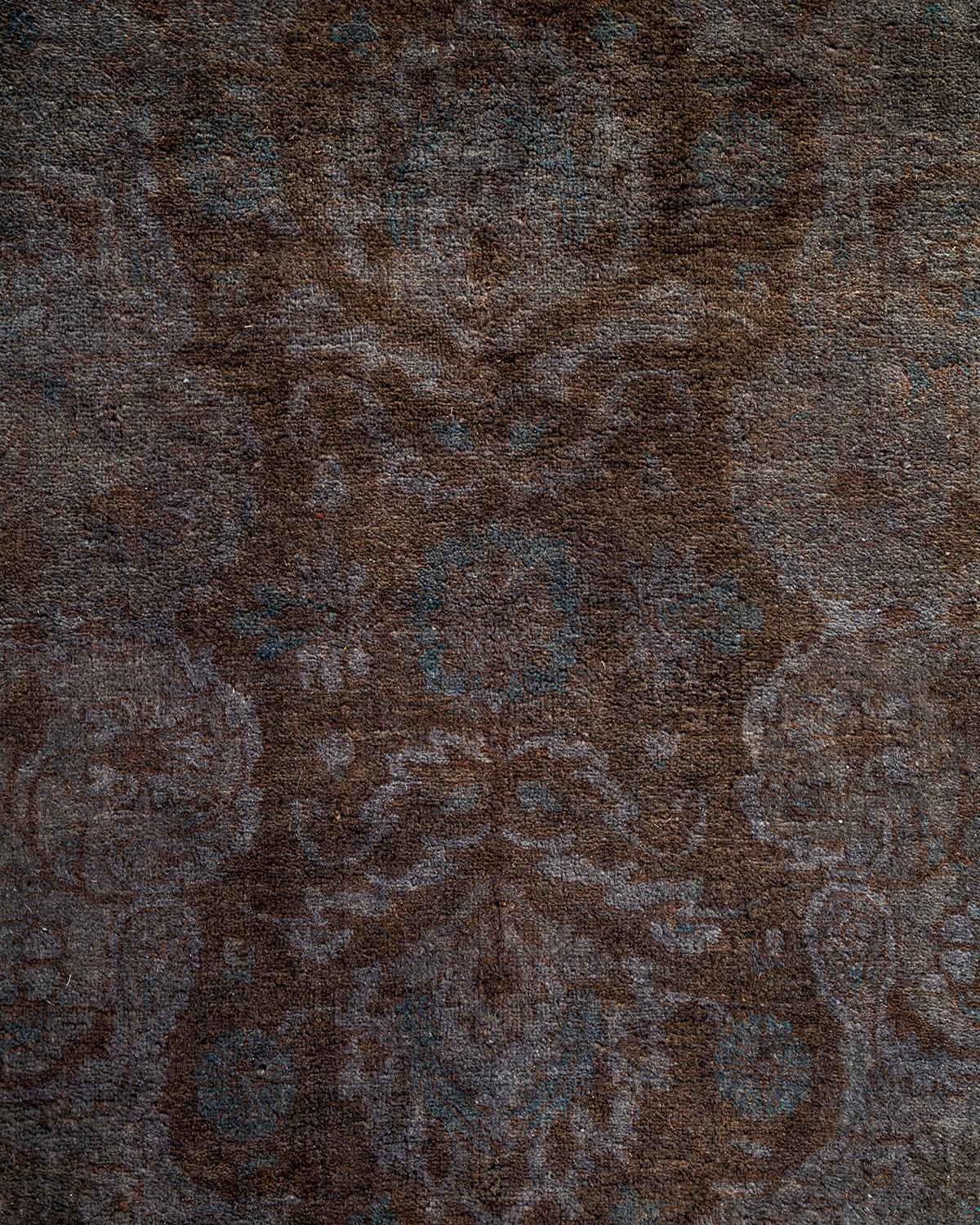 Pakistano Contemporary Overdyed Hand Knotted Wool Gray Area Rugs (Tappeto di lana grigio) in vendita