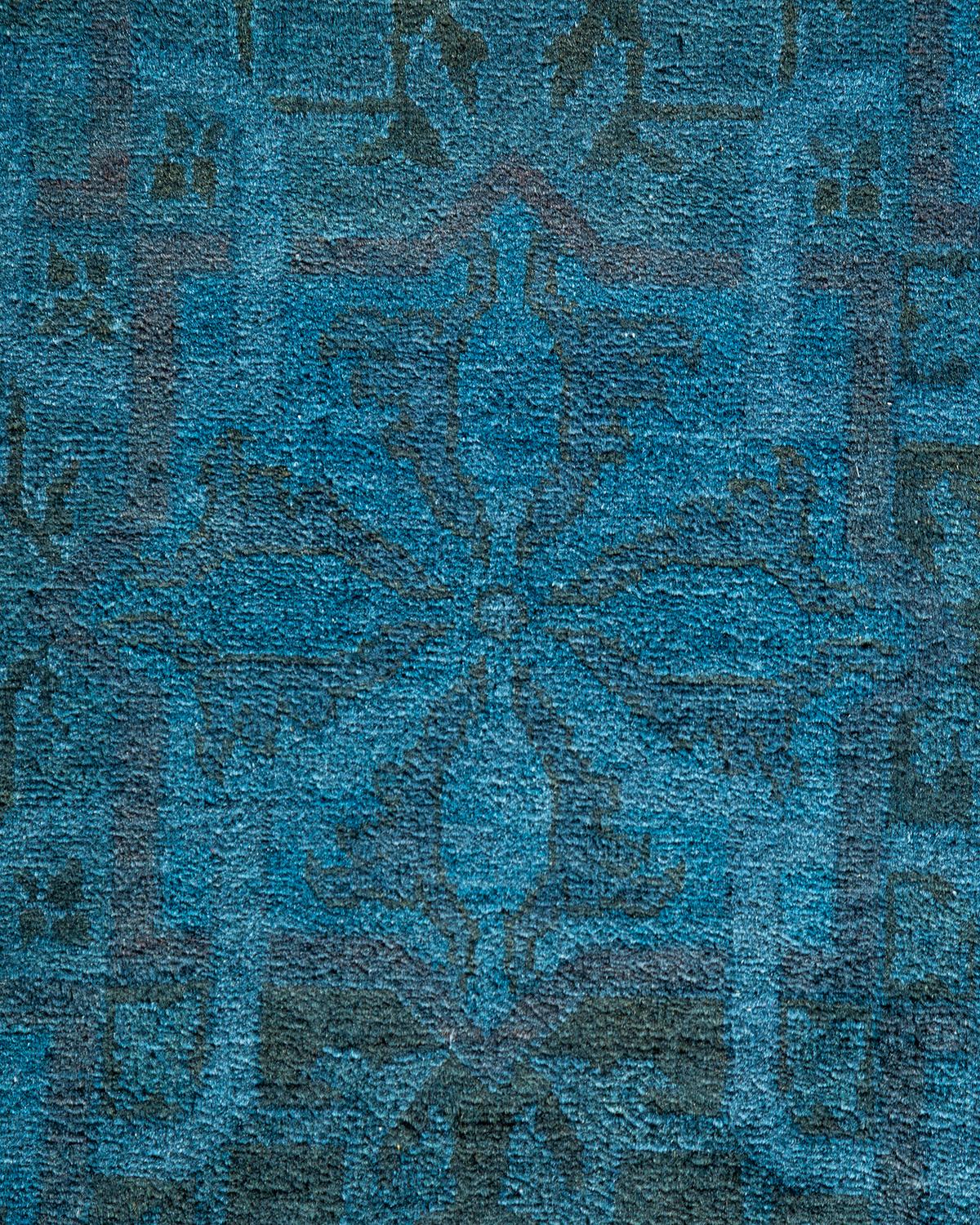 Contemporary Overdyed Hand Knotted Wool Gray Area Rug (Pakistanisch) im Angebot