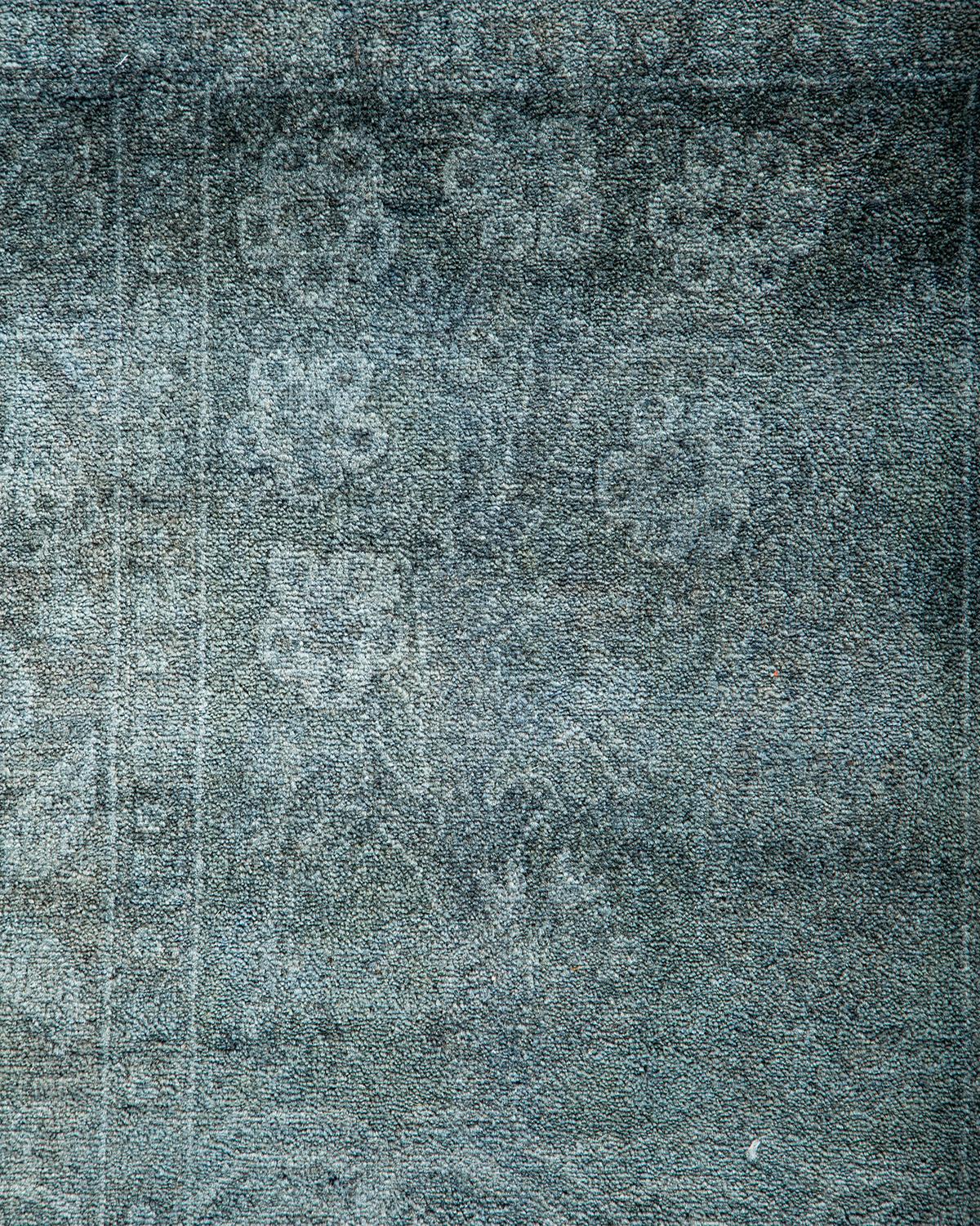 Pakistano Contemporary Overdyed Hand Knotted Wool Gray Area Rugs (Tappeto di lana grigio) in vendita
