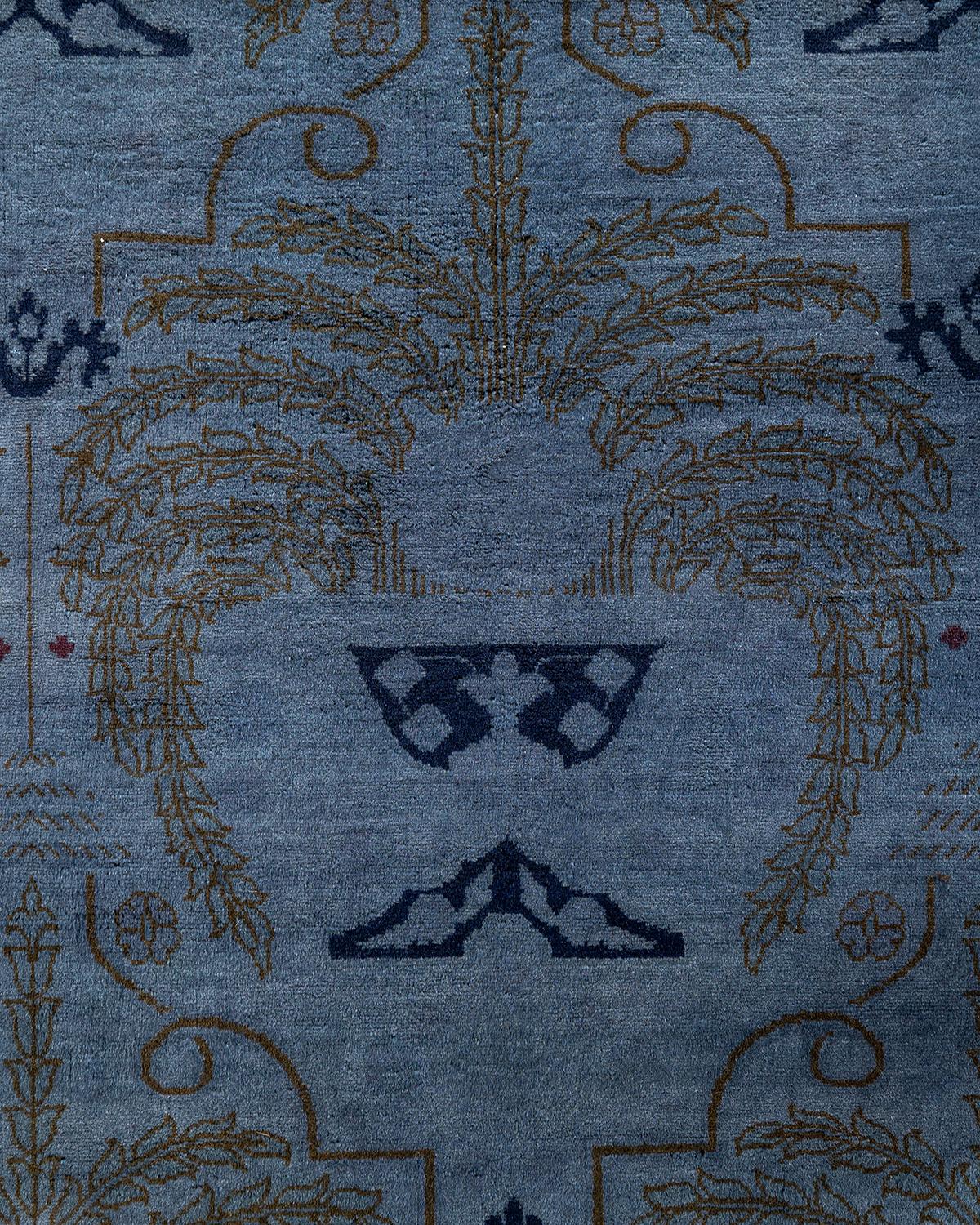Pakistani Contemporary Overdyed Hand Knotted Wool Gray Area Rug For Sale