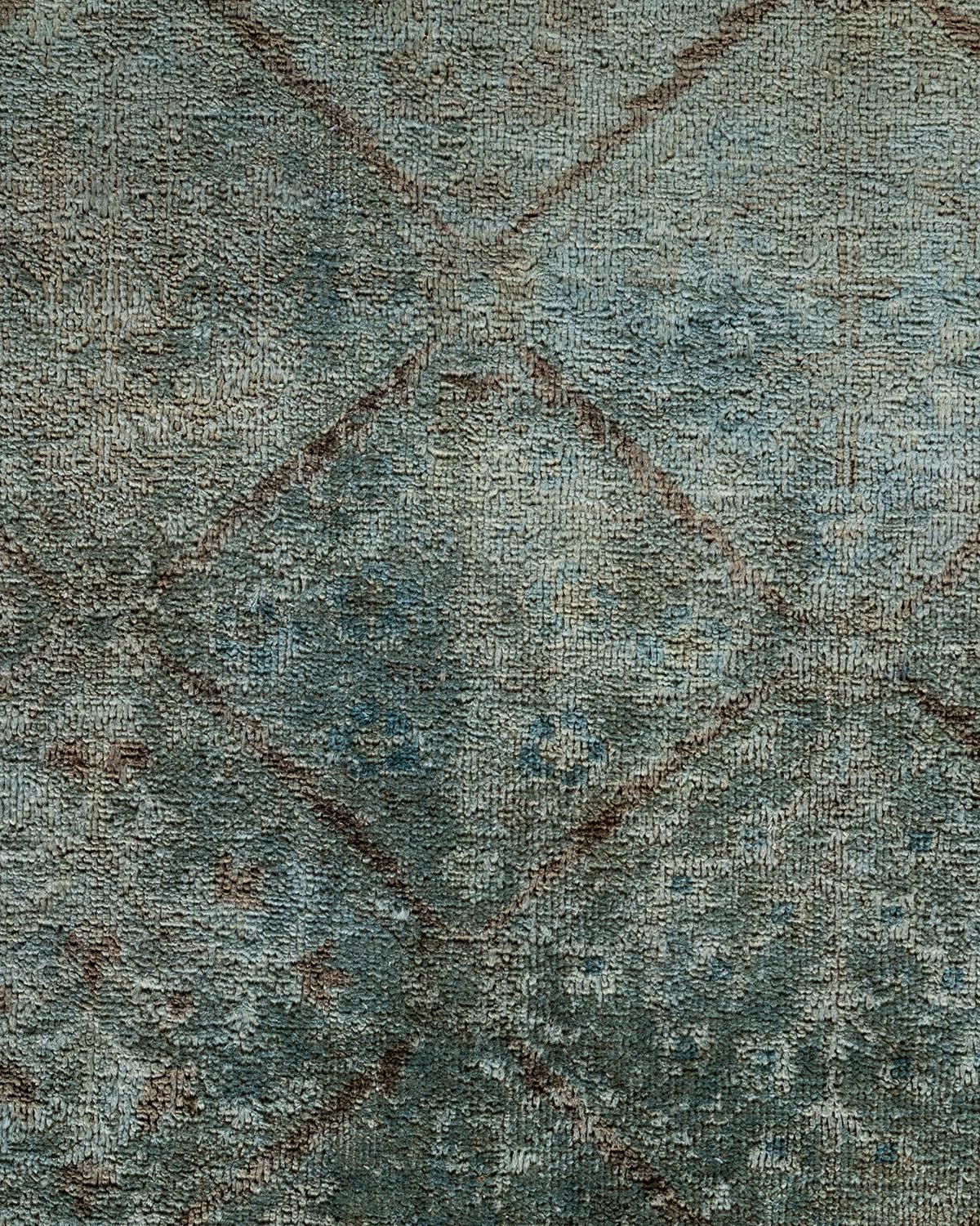 Pakistano Contemporary Overdyed Hand Knotted Wool Gray Area Rugs (Tappeto di lana grigio) in vendita