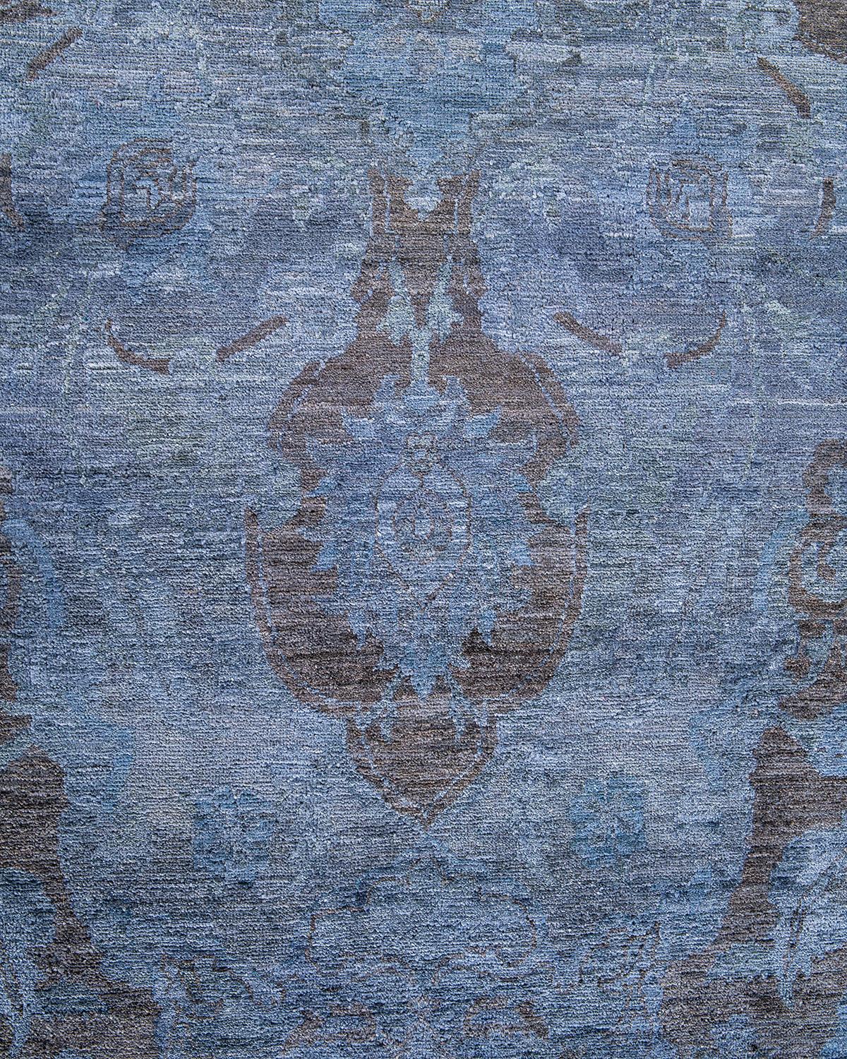 Pakistano Contemporary Overdyed Hand Knotted Wool Gray Area Rugs (Tappeto di lana grigio) in vendita