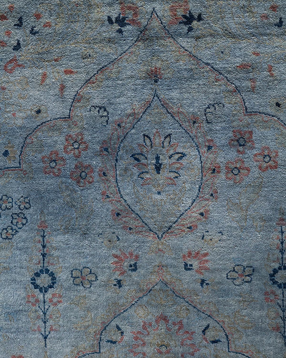 Contemporary Overdyed Hand Knotted Wool Gray Area Rug (Pakistanisch) im Angebot