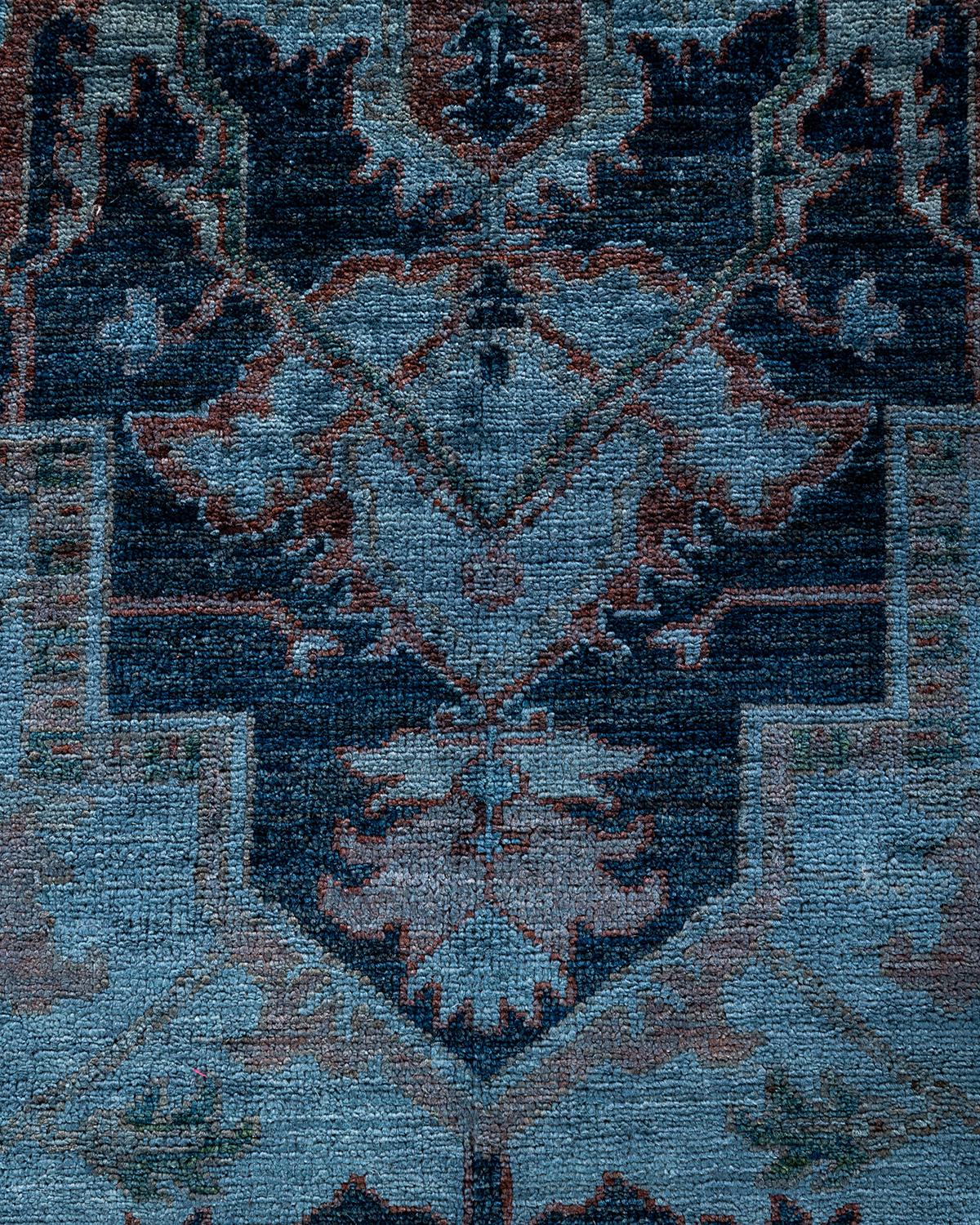Pakistani Contemporary Overdyed Hand Knotted Wool Gray Area Rug For Sale
