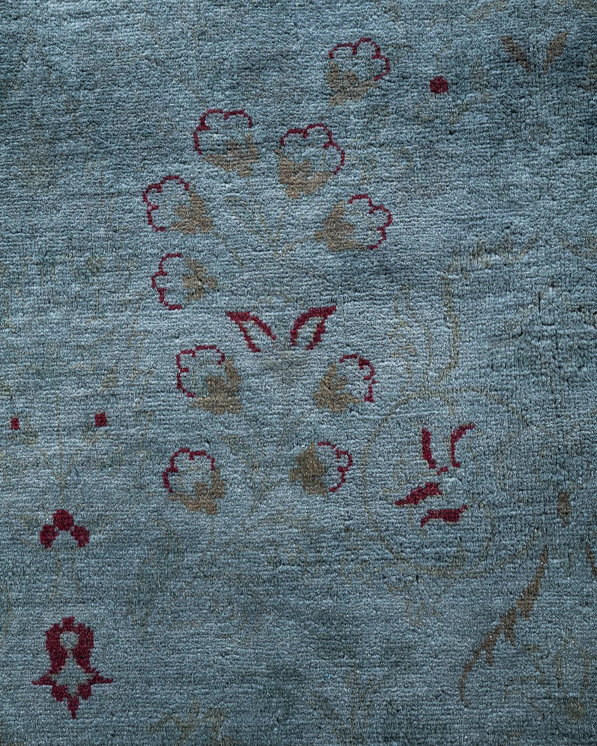 Pakistano Contemporary Overdyed Hand Knotted Wool Gray Area Rugs (Tappeto di lana grigio) in vendita