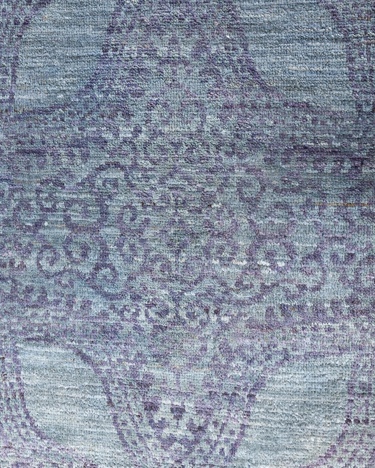 Contemporary Overdyed Hand Knotted Wool Gray Area Rug (Pakistanisch) im Angebot