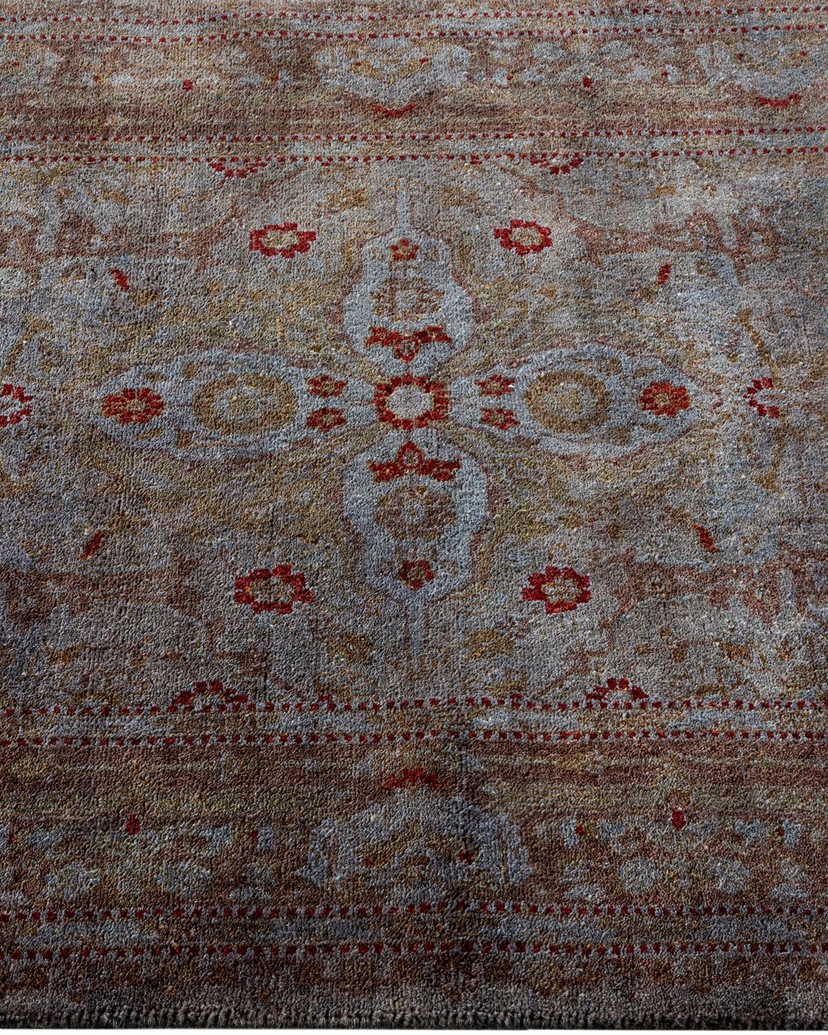 Contemporary Overdyed Hand Knotted Wool Gray Area Rug im Zustand „Neu“ im Angebot in Norwalk, CT