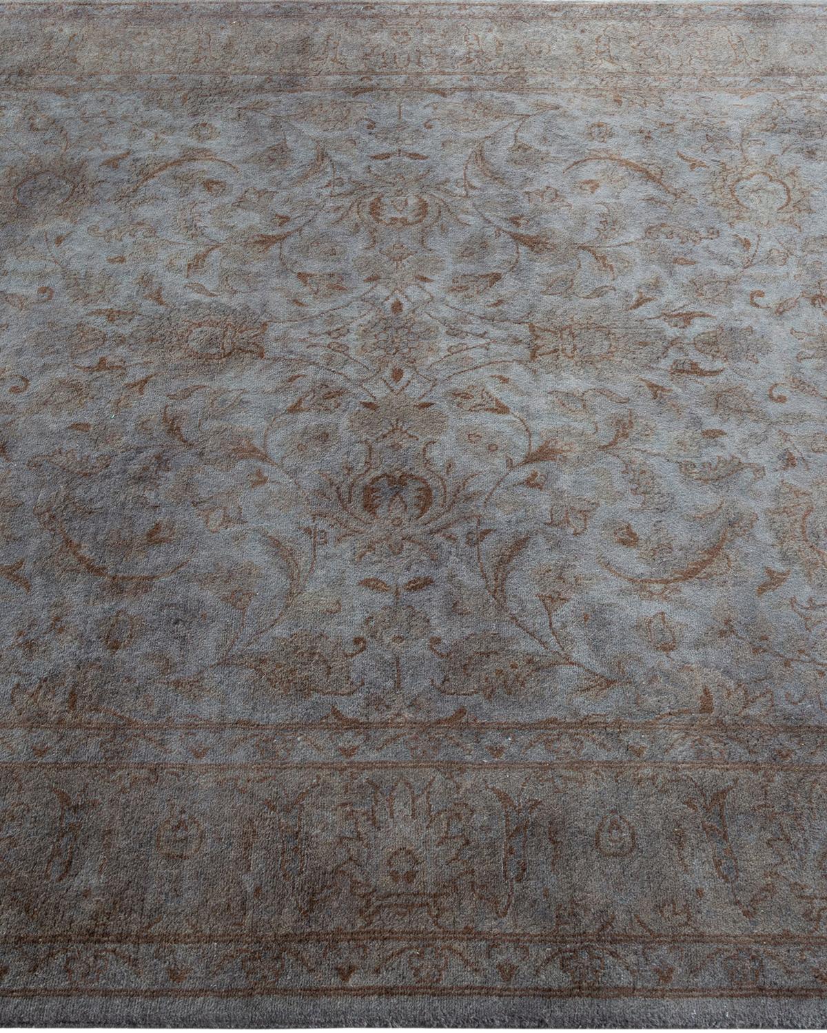 Contemporary Overdyed Hand Knotted Wool Gray Area Rug In New Condition For Sale In Norwalk, CT