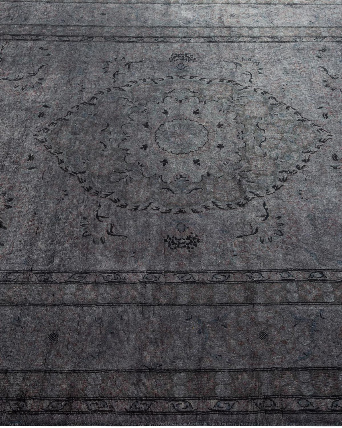 Contemporary Overdyed Hand Knotted Wool Gray Area Rug In New Condition For Sale In Norwalk, CT