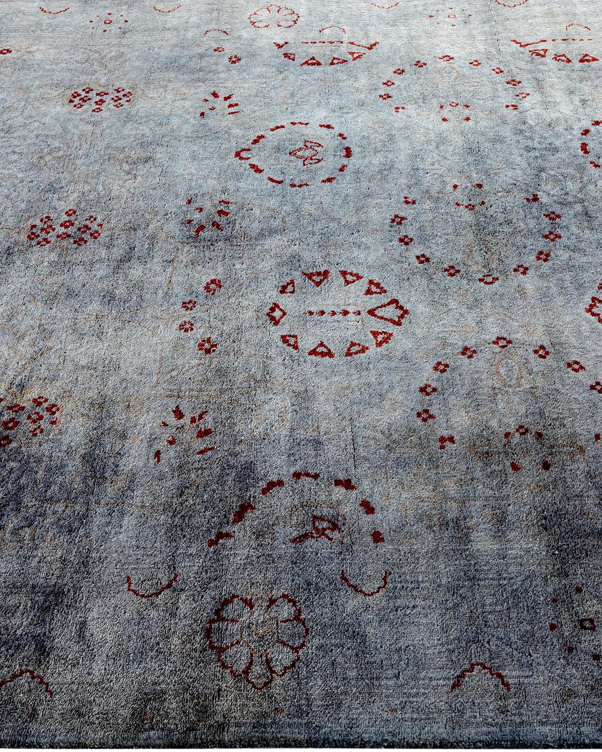 Contemporary Overdyed Hand Knotted Wool Gray Area Rug In New Condition For Sale In Norwalk, CT