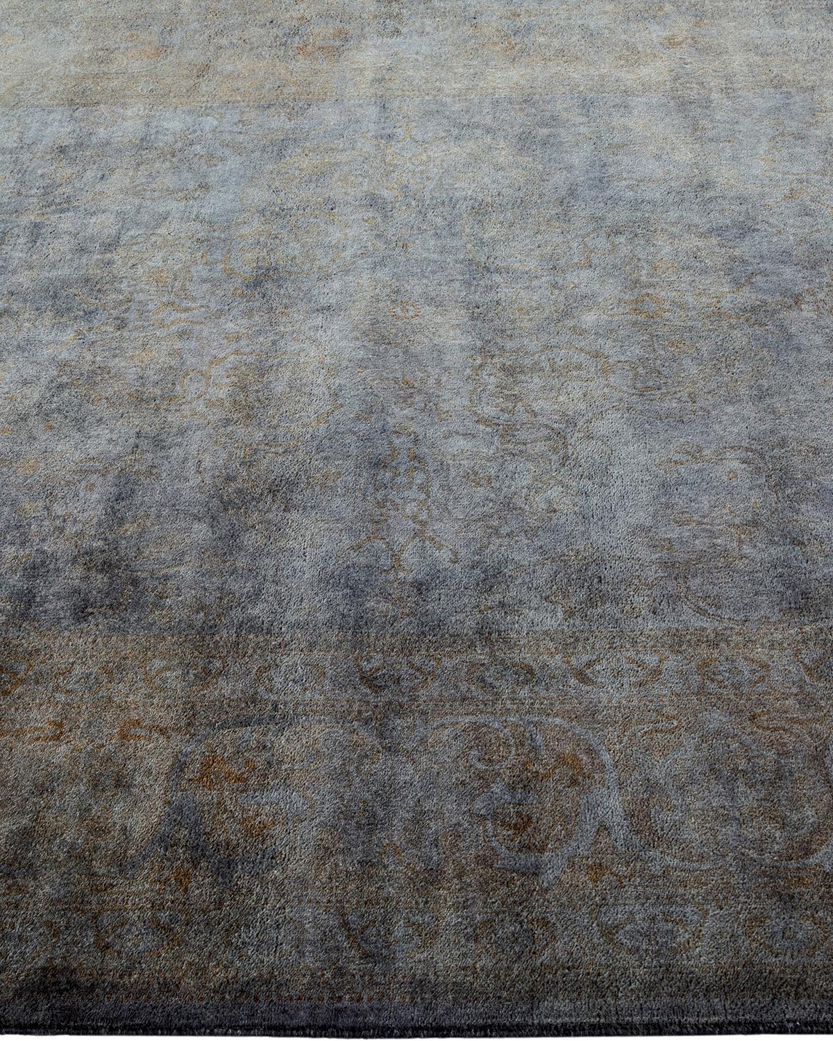 Contemporary Overdyed Hand Knotted Wool Gray Area Rug In New Condition For Sale In Norwalk, CT