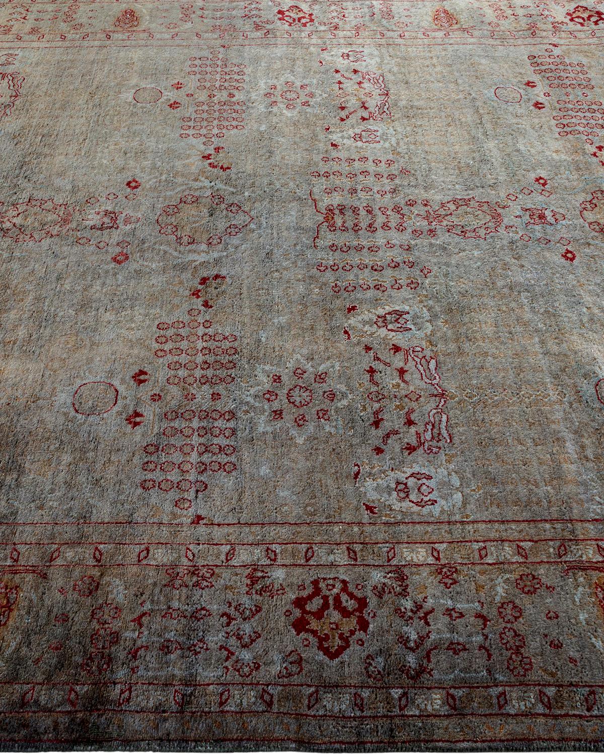 Contemporary Overdyed Hand Knotted Wool Gray Area Rug im Zustand „Neu“ im Angebot in Norwalk, CT