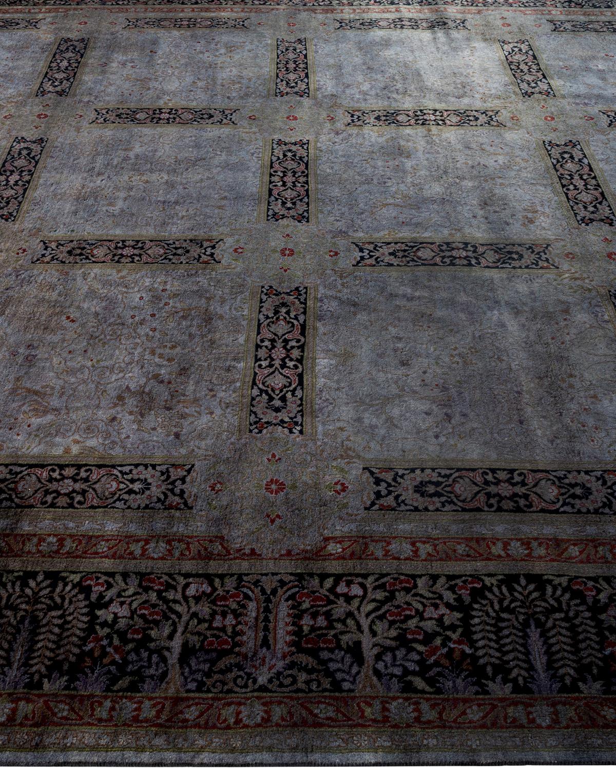 Contemporary Overdyed Hand Knotted Wool Gray Area Rug In New Condition For Sale In Norwalk, CT