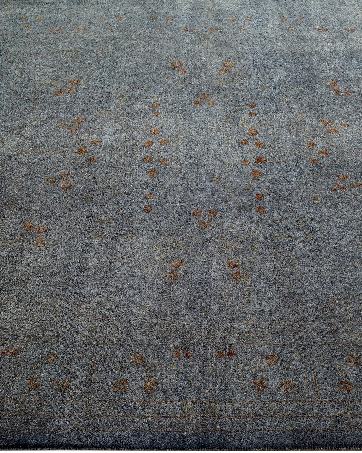 Contemporary Overdyed Hand Knotted Wool Gray Area Rug In New Condition For Sale In Norwalk, CT