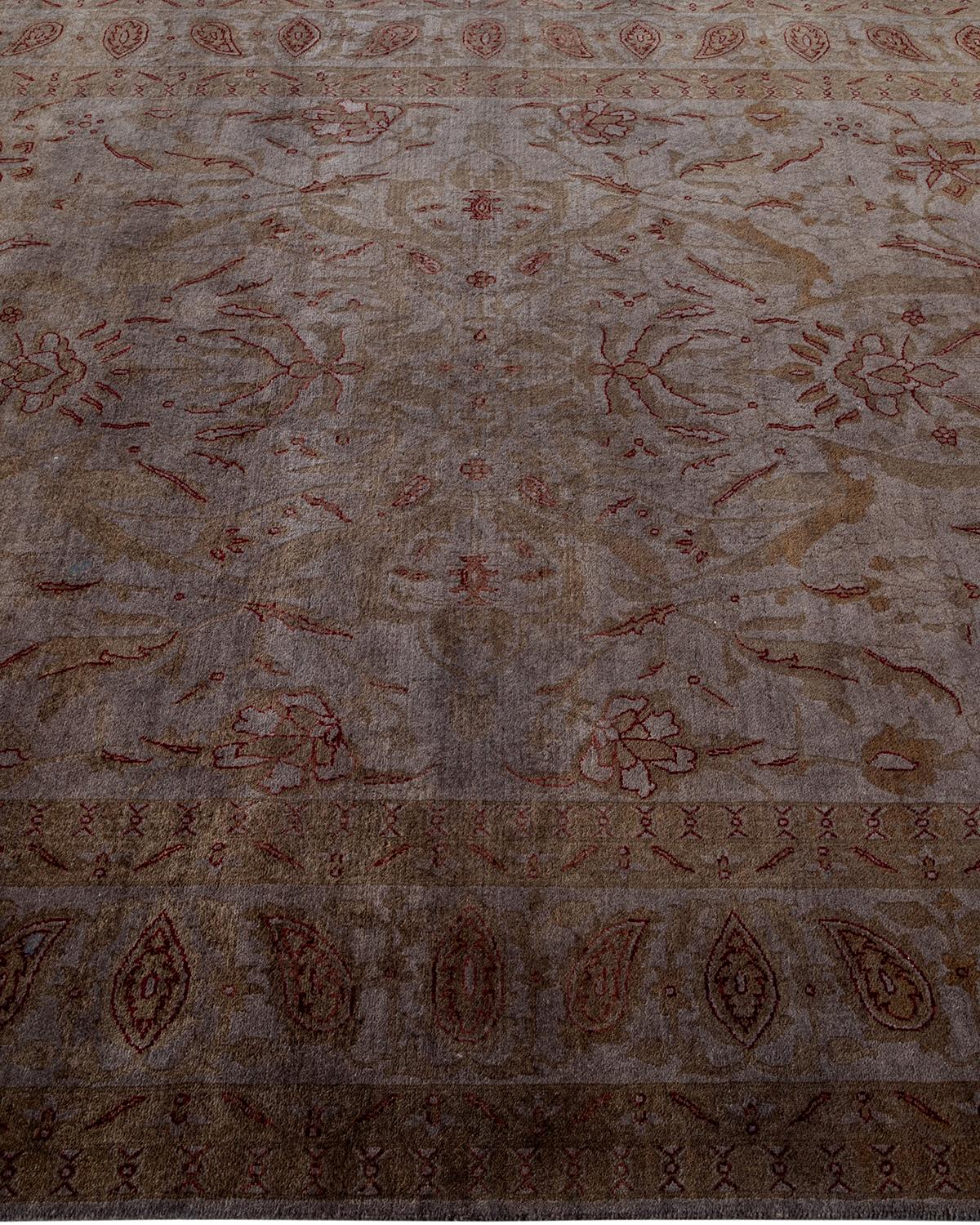 Contemporary Overdyed Hand Knotted Wool Gray Area Rug im Zustand „Neu“ im Angebot in Norwalk, CT