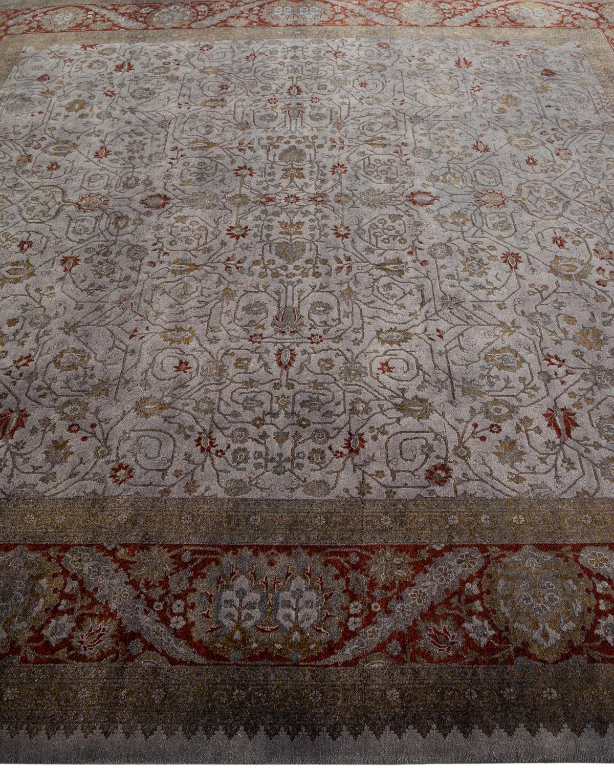 Contemporary Overdyed Hand Knotted Wool Gray Area Rug In New Condition For Sale In Norwalk, CT