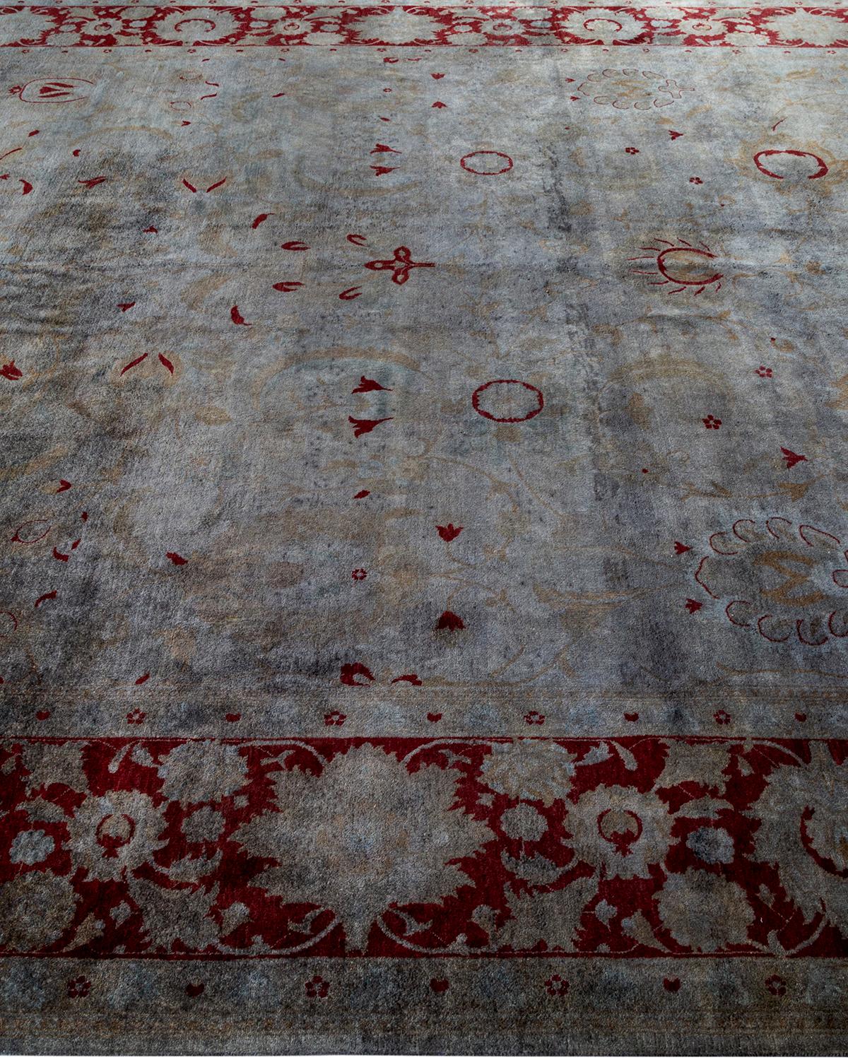 Contemporary Overdyed Hand Knotted Wool Gray Area Rug In New Condition For Sale In Norwalk, CT