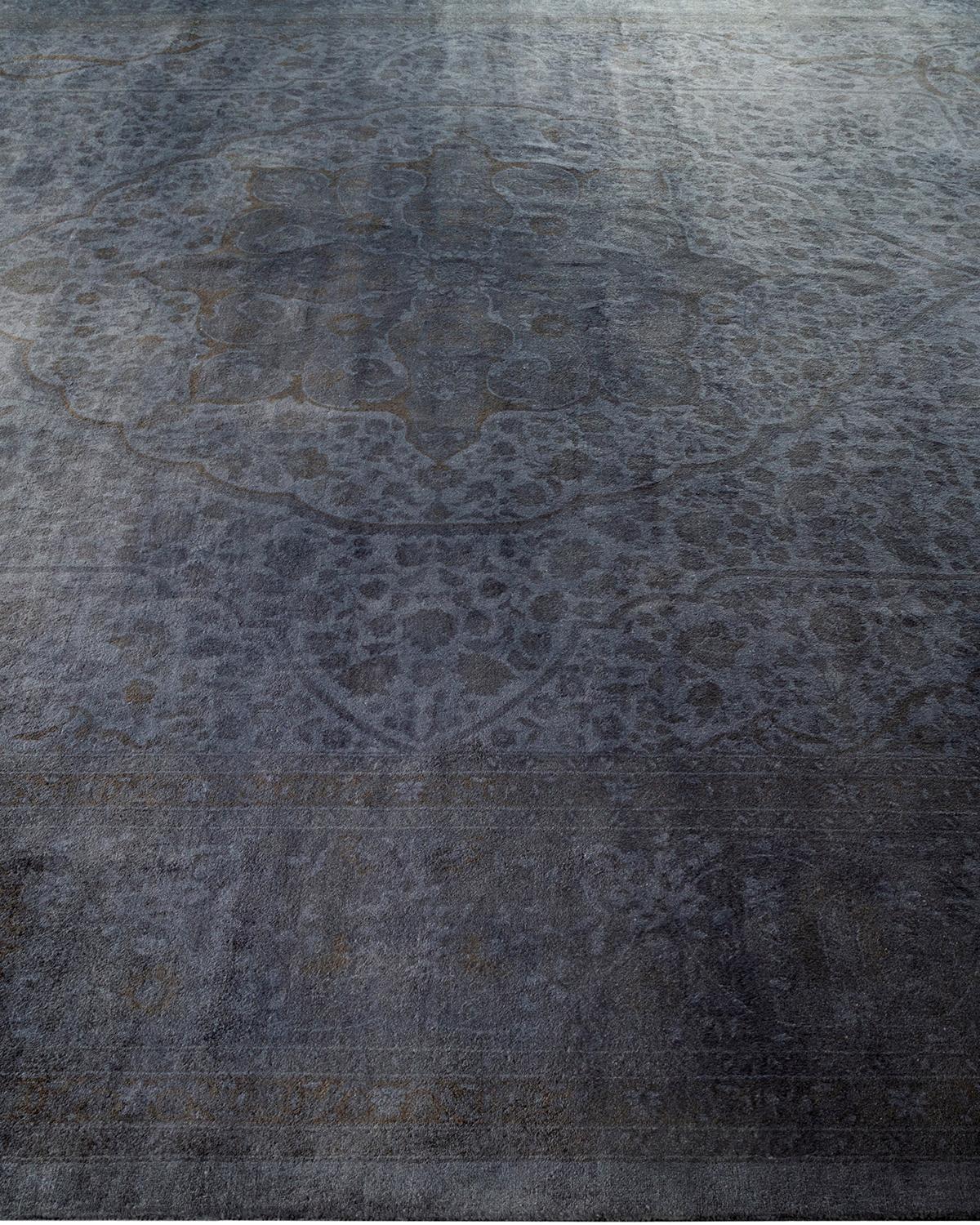 Contemporary Overdyed Hand Knotted Wool Gray Area Rug In New Condition For Sale In Norwalk, CT