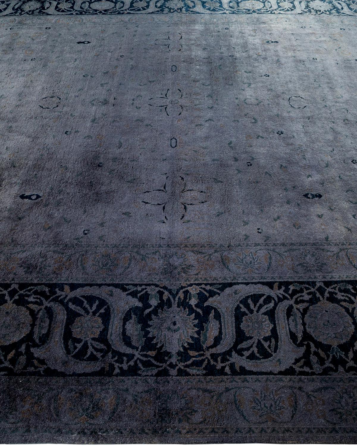 Contemporary Overdyed Hand Knotted Wool Gray Area Rug In New Condition For Sale In Norwalk, CT