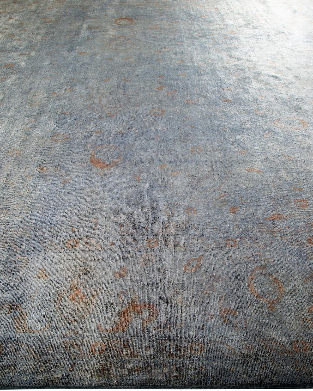 Contemporary Overdyed Hand Knotted Wool Gray Area Rug In New Condition For Sale In Norwalk, CT